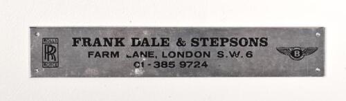 ROLLS ROYCE/BENTLEY: A Frank Dale & Stepsons body builders plate, 15cm long
