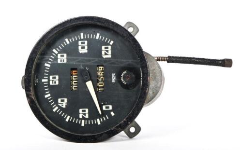 SMITHS: A vintage Smiths 120 MPH pre-war speedometer, black face with white dials, stamped X.7 0717/4 1375 to top of face, circa 1950 - 1960