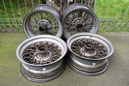 WIRE WHEELS: Four triple lace wire wheels, 39cm diameter, 17.5cm high