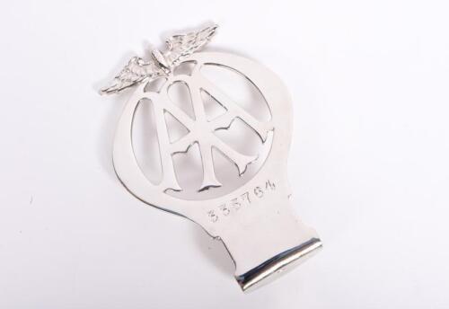 AUTOMOBILE ASSOCIATION: An Automobile Association London car badge, chrome with individual membership number '335764', 9.5cm diameter