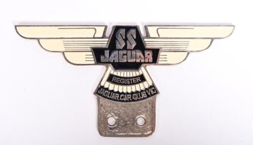 JAGUAR: An SS Jaguar Car Club Vic enamel and chrome badge, 15.5cm wide