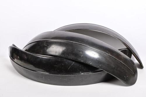 MUD GUARDS: A set of four fibreglass mud guards; for unknown vehicle