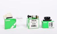LUCAS: Three new old stock LUCAS items including illuminated indicator switch, pull switch, horn button
