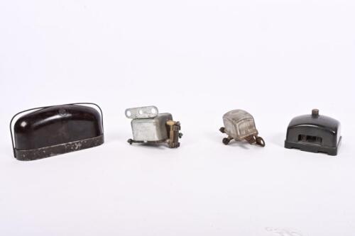 FUSE BOX REGULATORS: Two Bakelite 1940's LUCAS fuse boxes, with two regulators