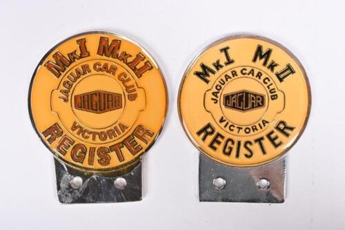 JAGUAR: Two&nbsp;variance of Jaguar Club of Victoria MkI & MkII grill badges