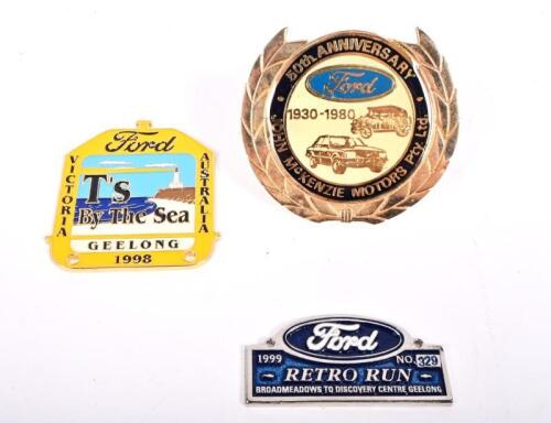 FORD: Three Ford commemorative badges