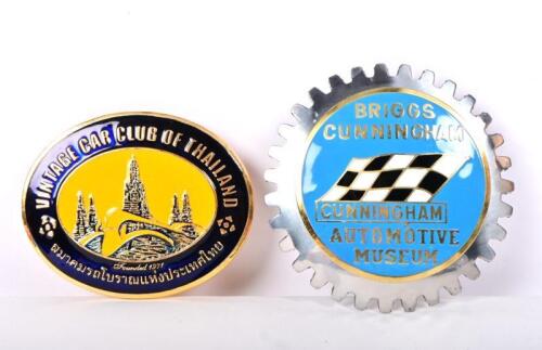 BADGES: Three various badges including the Briggs Cunningham Collection, Vintage Car Club of Thailand