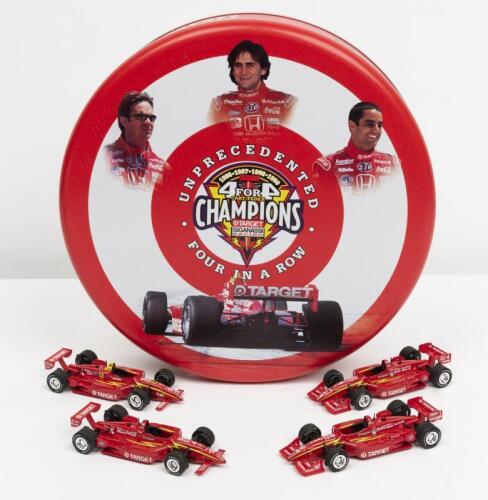 CHIP GANASSI RACING: A NOS 1:43 scale Commemorative Metal Tin Set of the 1996/1997/1998/1999 Championship Winning Cars of Montoya, Zanardi,Montoya,Vasser die-cast models