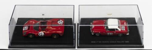 FERRARI/MGB: TWO NOS 1:43 scale Universal Hobbies Cars:- Ferrari #224 & MGB #183 1966 Monte Carlo Rallye die-cast models
