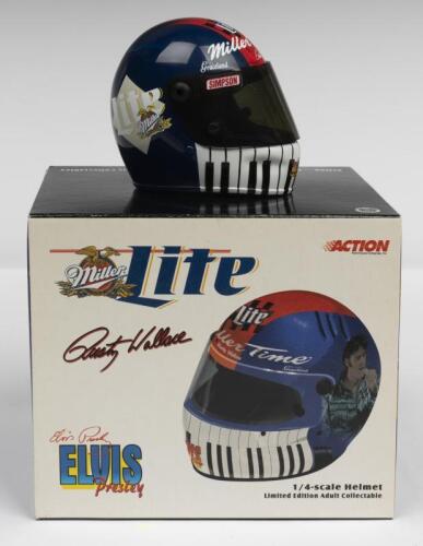 HELMET: A NOS 1:4 scale Action Racing Collectables 1998 Rusty Wallace Helmet with Elvis Graphics and Moveable Visor