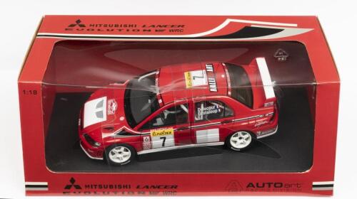 MITSUBISHI: A NOS 1:18 scale Autoart Mitsubishi Lancer Evo VII WRC Rally Monte Carlo Delecour/Grataloup #7 2002 "Ralli Art" die-cast model