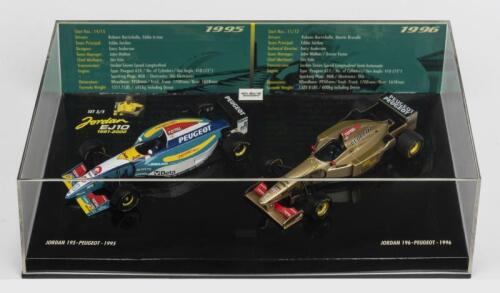 JORDAN: A NOS 1:43 scale Minichamps Jordan Formula 1 Set 3/5 - Jordan 195 Peugeot 1995 and Jordan 196 Peugeot 1996 die-cast models