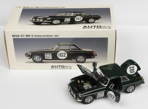 MGB: A NOS 1:18 scale Autoart MGB GT Mk II Nurburgring #102 1967 die-cast model