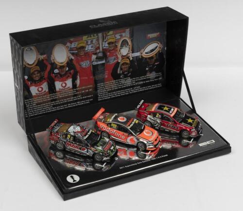 HOLDEN: A NOS 1:43 scale Classic Carlectables 2011 Bathurst Holden Commodores 1-2-3 finish triple set printed numbered limited edition comprising car numbers #2/#888/#11 die-cast models