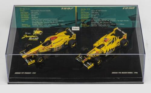 JORDAN: A NOS 1:43 scale Minichamps Jordan Formula 1 Set 4/5 - Jordan 197 Peugeot 1997 and Jordan 198 Mugen Honda 1998 die-cast models