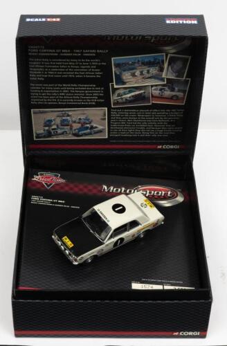 FORD: A NOS 1:43 scale Corgi Ford Cortina GT Mk. II 1967 Safari Rally #1 Soderstrom/Palm die-cast model