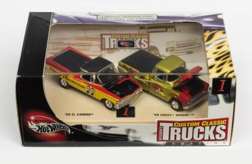 HOT WHEELS: A NOS Hot Wheels Twin Set - "Custom Classic Trucks" comprising "Chevy '59 Camino" & "Chevy '59 Apache" die-cast models