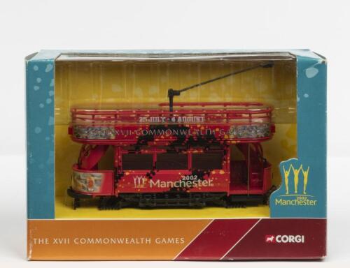 CORGI: A NOS 1:72 scale Corgi Open Top Tram "2002 Manchester Commonwealth Games" die-cast model