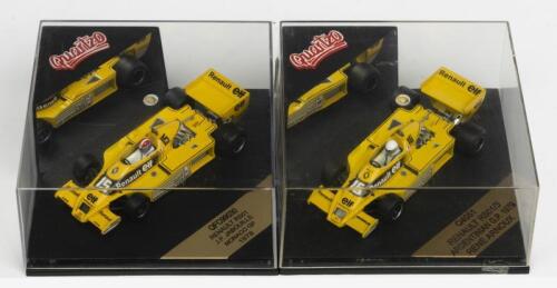 RENAULT: Two NOS 1:43 scale Quartzo Formula 1 Renault RS01 J.P. Jabouille #15 1978 Monaco GP & Rene Arnoux #16 1979 Argentinian GP die cast models