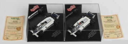 BRABHAM: Two NOS 1:43 scale Quartzo Formula 1 Brabham BT-49C San Marino 1981 GP Nelson Piquet #5 Winner & Hector Rebaque #6 die cast models