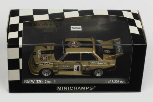 BMW: A NOS 1:43 scale Minichamps BMW 320i Jorg Obermoser #4 1977 DRM Group 5 "Warsteiner" die-cast model