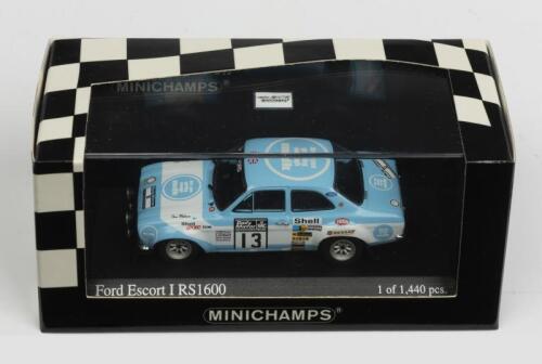 FORD: A NOS 1:43 scale Minichamps Ford Escort Mk I RS 1600 T Makinen/H Liddon #13 1973 RAC Rally die-cast model