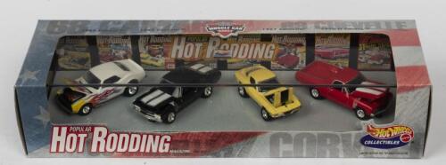 HOT WHEELS: A NOS Hot Wheels 4 car set "Hot Rodding Magazine Car Set" comprising 1968 Camaro/1969 Chevelle/1967 Corvette Stingray/1970 El Camino die-cast models
