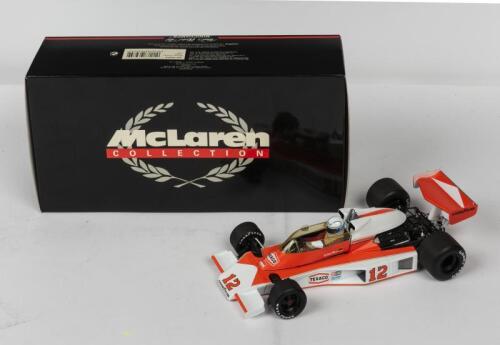 McLAREN: A NOS 1:18 scale Minichamps Formula 1 McLaren Ford M23 #12 J Mass 1976 "Texaco" die-cast model
