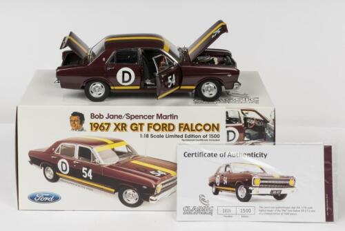 FORD: A NOS 1:18 scale Classic Carlectables Ford XR GT Falcon Bob Jane/Spencer Martin #54D Bathurst 1967 die-cast model with numbered Certificate of Authenticity