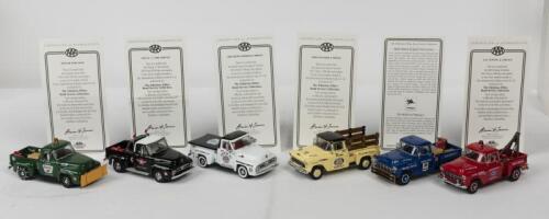 MATCHBOX: Six NOS 1:43 scale Matchbox Models of Yesteryear"The Fabulous Fifties Road Service Collection": Chevy 3100; AAA Service/Mobilgas Service/Ray's Service & Ford F100; Flying A/Sinclair Snow Plough/Red Crown Service die-cast models each with Certifi