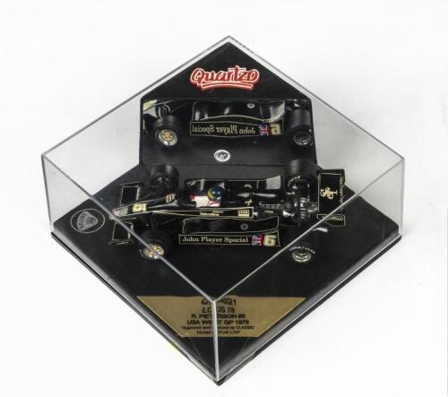 FORMULA 1: A NOS 1:43 scale Quartzo Formula 1 Lotus 78 "John Player Special" R Peterson #6 1978 USA West GP die cast model