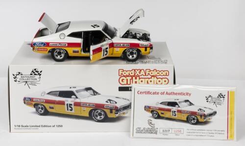FORD: A NOS 1:18 scale Classic Carlectables Ford XA GT Hardtop Falcon Carter/Nelson #15 Bathurst 1973 die-cast model with numbered Certificate of Authenticity