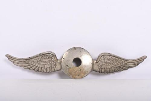 CAR MASCOT: A winged car mascot base, nickel on brass, 26.5cm across
