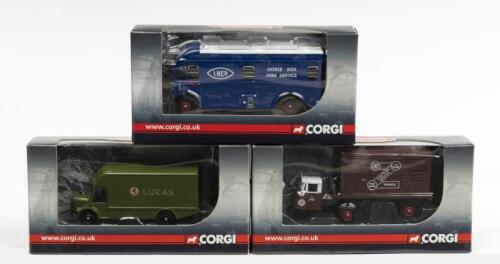 CORGI: Three NOS 1:76 scale Corgi Trackside models LNER Horsebox/Lucas Noddy Van/GWR Scammell die-cast models