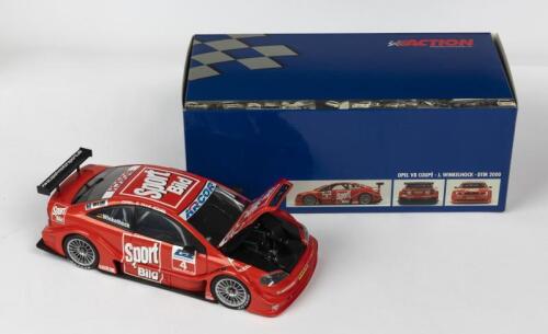 OPEL: A NOS 1:18 scale Action Models Opel V8 Coupe #4 J Winkelhock DTM 2000 "Sport Bild" die-cast model