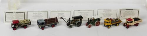 MATCHBOX: Six NOS Matchbox "The Steam Collection":- Foden Coal Truck; Yorkshire Steam Wagon; Fowler 1929 Crane; Burrell 1912 Traction Engine; Garrett 1929 Steam Wagon and Atkinson 1918 Steam Wagon die-cast models - each with Certificate of Authenticity