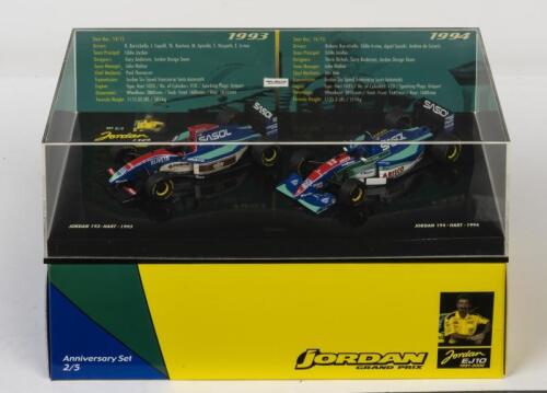 JORDAN: A NOS 1:43 scale Minichamps Jordan Formula 1 Set 2/5 - Jordan 193 Hart 1993 and Jordan 194 Hart 1994 die-cast models