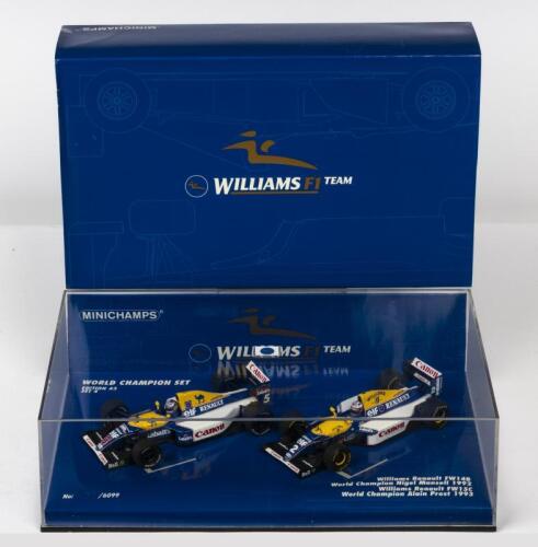 FORMULA 1: A NOS 1:43 scale Minichamps Formula 1 World Champion Set 4 - 1992 Nigel Mansell Williams Renault FW14B and 1993 Alain Prost Williams Renault FW15C die-cast models