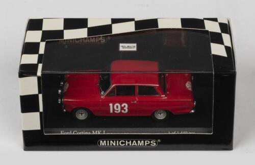 FORD: A NOS 1:43 scale Minichamps Ford Cortina Mk I #193 1963 Rally Monte Carlo Taylor/Mella die-cast model