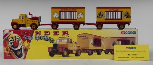 SCAMMEL: A NOS 1:50 scale Corgi Scammel Highwayman with 2 Trailers "Pinder - Jean Richard" die-cast model with numbered certificate