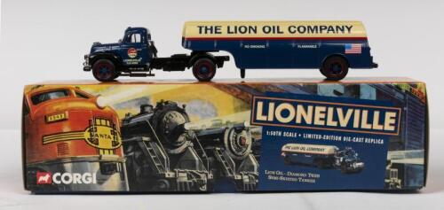 DIAMOND T: A NOS 1:50 scale Corgi Diamond T620 Semi-Skirted Tanker "The Lion Oil Company" die-cast model with numbered Certificate