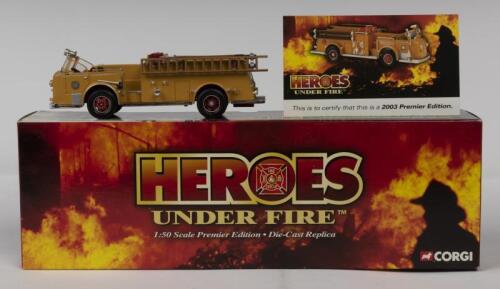 AMERICAN LaFRANCE: A NOS 1:50 scale Corgi American LaFrance 700 Open-Cab Pumper "Washinton Fire Company No 1" Conshohocken PA die-cast model & Certificate
