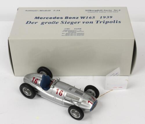 MERCEDES-BENZ: A NOS 1:18 scale CMC M-035 Mercedes-Benz W165 1939 #16 Hermann Lang Winner Tripoli Grand Prix die-cast model with information booklet