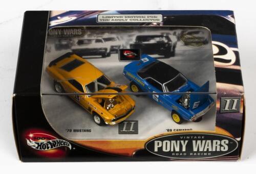 HOT WHEELS: A NOS Hot Wheels Twin Set - "Pony Wars Vintage Road Racing" comprising 1970 Mustang #15 & 1969 Camaro #6 die-cast models