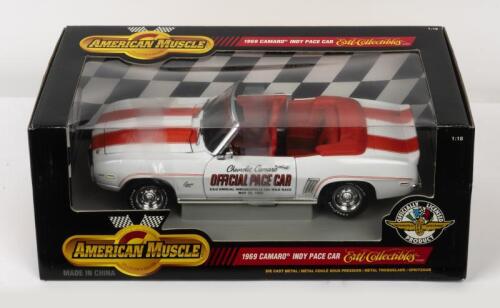 CAMARO: A NOS 1:18 scale American Muscle Camaro 1969 Indy Pace Car die-cast model