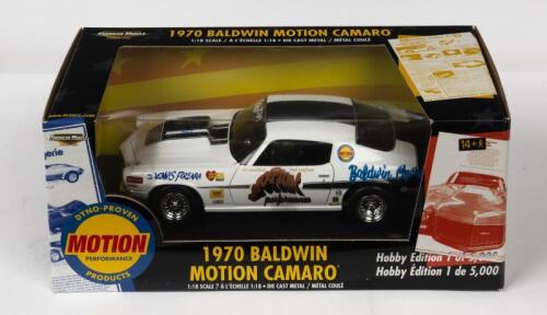 CAMARO: A NOS 1:18 scale American Muscle Baldwin Motion 1970 Camaro "Motion Performance" die-cast model