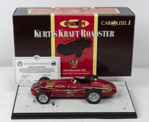 INDY CAR: A NOS 1:18 scale Carousel 1 Kurtis Kraft Roadster "Filter Queen Special" Rodger Ward #19 1956 Indianapolis 500 die-cast model with Certificate of Authenticity