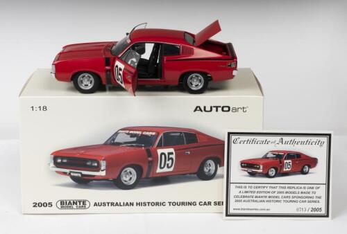 CHRYSLER: A NOS 1:18 scale Autoart Chrysler Valiant Charger #05 "Historic Touring Car Series" die-cast model with numbered Certificate of Authenticity
