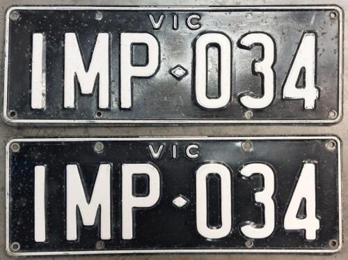 NUMBER PLATES: A set of number plates, IMP 034, originally off a Riley Imp but would suit Hillman Imp