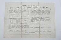 ASTON MARTIN: An original Aston Martin "ULSTER" brochure. - 2